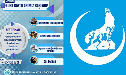 Malatya Ülkü Ocakları'ndan Sosyal ve Kültürel Kurslara Davet