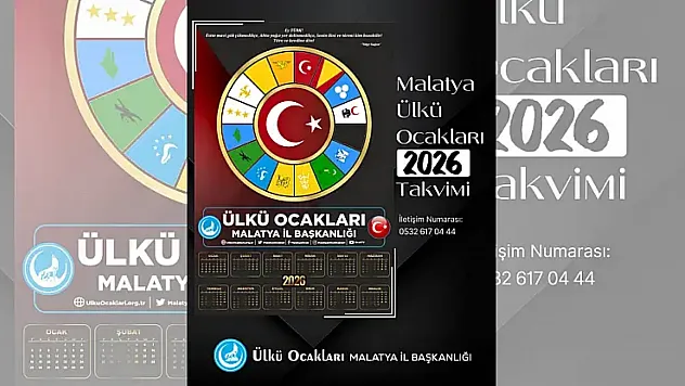 Ülkü Ocakları Malatya'dan Anlamlı Takvim: 16 Türk Devleti Bayrakları 2026 Takviminde