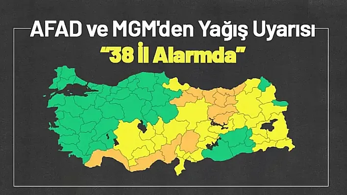 AFAD ve MGM'den Yoğun Yağış Uyarısı 38 İl Alarmda