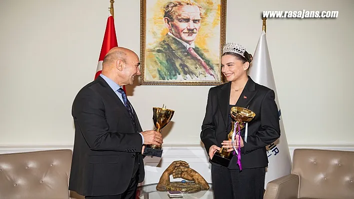 Başkan Soyer milli cimnastikçi Burçak Şenman'ı ağırladı