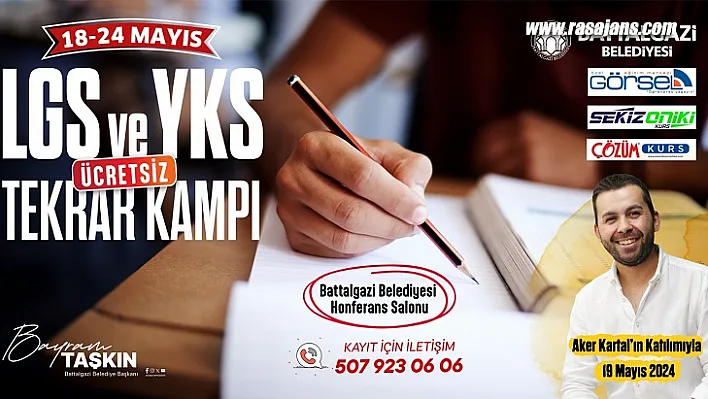 Battalgazi Belediyesi'nden gençlere ücretsiz LGS ve YKS kampı