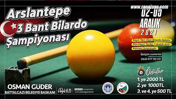 Battalgazi'deki Bilardo Şampiyonasına Başvurular Yarın Sona Eriyor