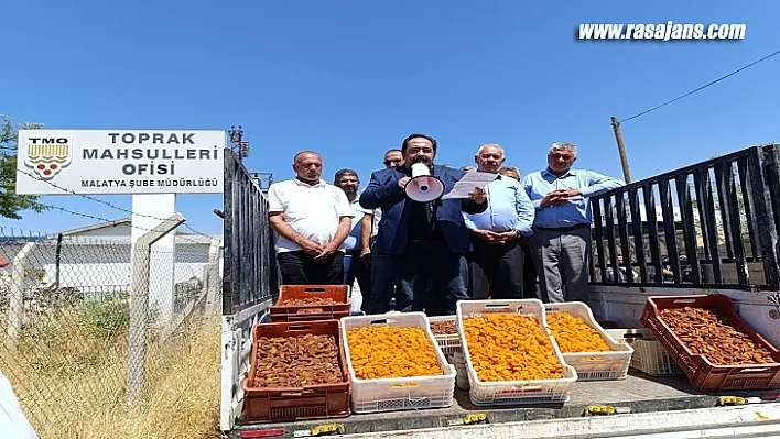 CHP'li Yıldız, TMO önünde kayısı sattı.