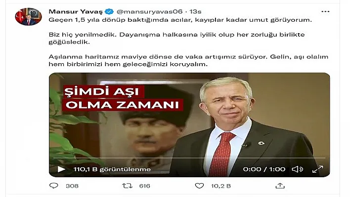 Mansur Yavaş Aşı Olmayı İhmal Etmeyelim