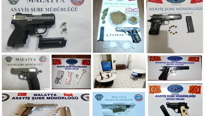 Polis Çok Sayıda Ruhsatsız Silah, Uyuşturucu ve Hap Ele Geçirdi