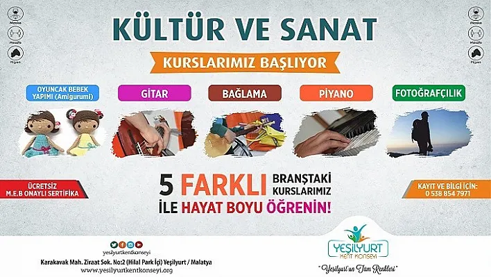 Sanatsal Yönünü Güçlendirmek İsteyenleri Kurslarımıza Bekliyoruz