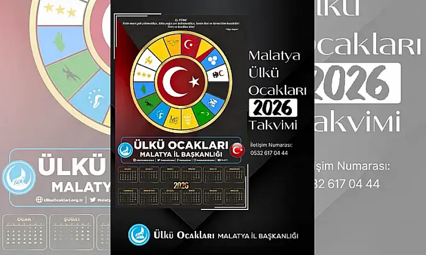 Ülkü Ocakları Malatya'dan Anlamlı Takvim: 16 Türk Devleti Bayrakları 2026 Takviminde